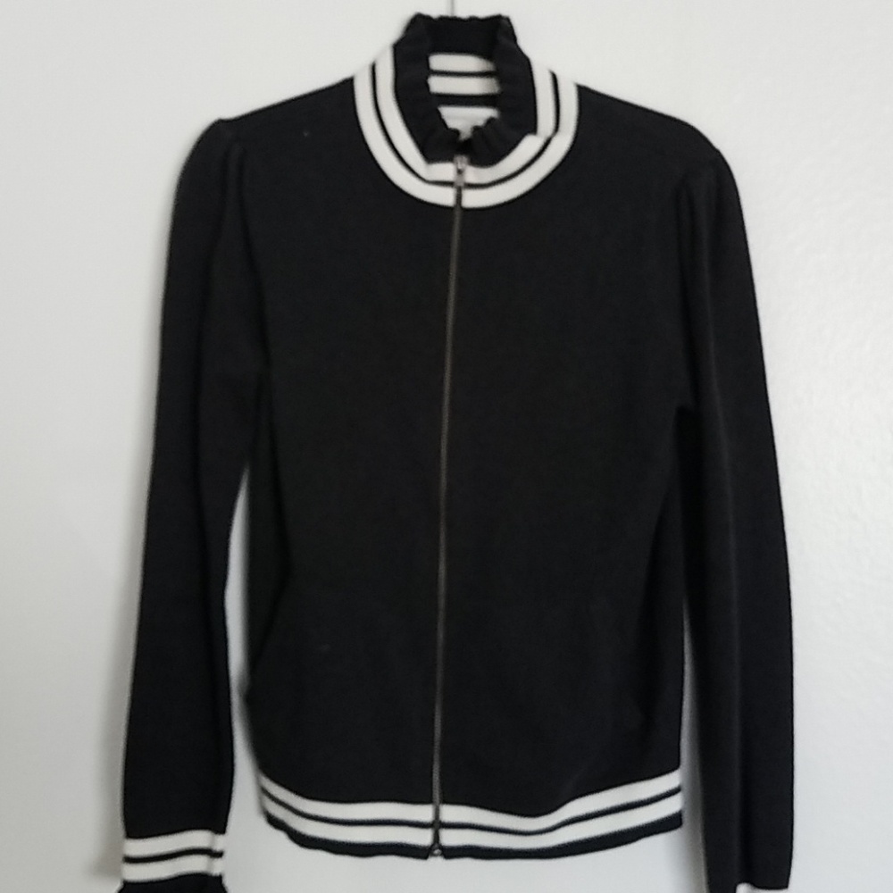Dark grey and white zip sweater